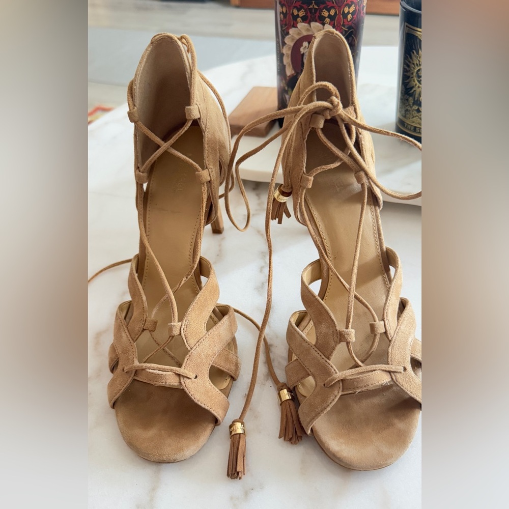 Michael Kors Mirabel Suede Leather Wrap Tassels Sandal